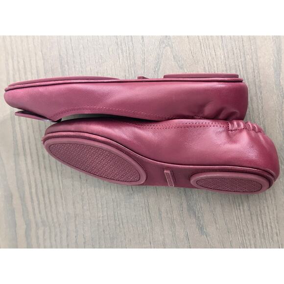 Tory Burch Minnie Travel Flats In Burgundy Leather Flats Loafers - Picture 5 of 5
